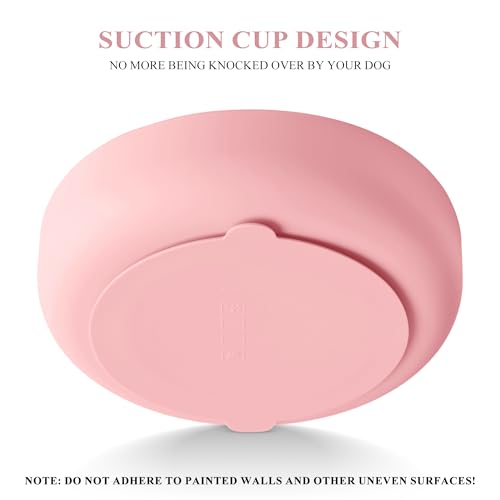 Coomazy Extra Large Slow Feeder Bowl, Silicone Dog Bowl with Suction Cups - color: Pink, size: XL