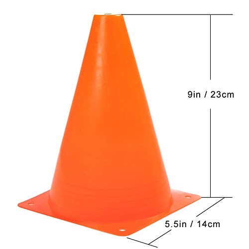 9 Inch Plastic Training Traffic Cones, Sport Cones, Set of 10/12/24 - color: 24 Pack Orange