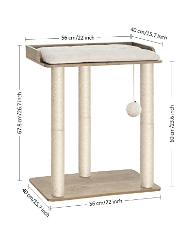 FourFurPets Modern Cat Tree for Large Cats, Full Sisal Cat Scratching Post - color: Greige, size: 22"L x 15.7"W x 26.7"H