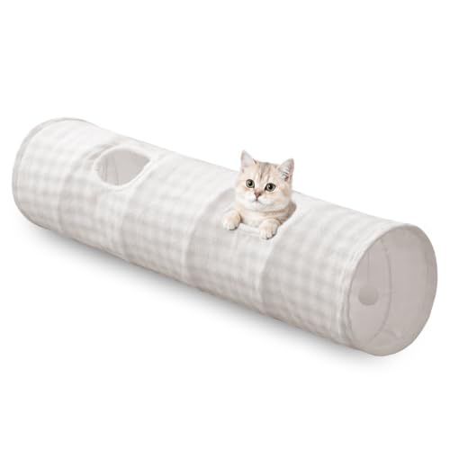 Straight Bubble Cat Tunnel for Indoor Cats 47"x12", Cream White - color: Cream White, size: Straight