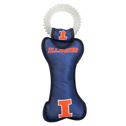 Pets First NCAA Illinois Fighting Illini Dental Dog TUG Toy with Squeaker. Tough PET Toy for Healthy Fun, Teething & Cleaning Pets Teeth & Gum - color: Illinois Figthing Illini