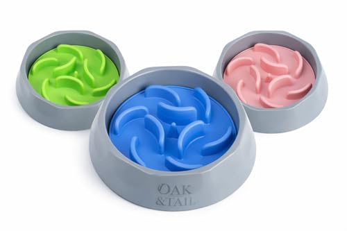 Slow Feeder Dog Bowl – Anti-Gulping Puzzle Feeder for Dogs, Slow Eating Dog Bowl with Removable Silicone Insert, Non-Slip, BPA-Free, for Small & Medium Dogs (Blue)