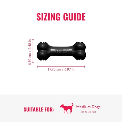KONG Extreme Goodie Bone, Durable Natural Rubber, Black, for Medium Dogs - size: Medium (Pack of 1)