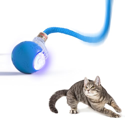Interactive Cat Ball Toy – Motion Activated, RGB Lighting, 3 Motion Modes-Automatic Cat Ball for Bored Indoor Cats(Blue) - color: Blue