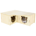 Multi-Chamber Hamster House Maze, 3-Room Hideouts, Wooden Hamster Maze & Tunnel Exploring Toys, Dwarf Hamster House Habitats Decor for Hamster Mice Gerbils Lemmings