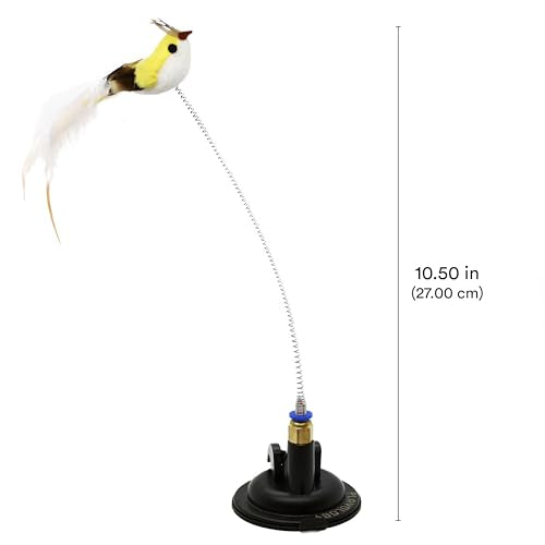 Playology Cat Toys - Suction Cup Bird - Interactive Cat Toy for Indoor Cats