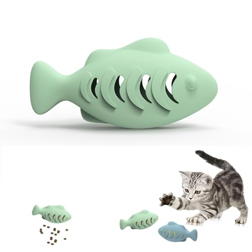 Cat Toys for Indoor Cats Interactive Cat Toy Food Dispenser Feeder Treat Dispensing Can be Stuffed with Cat Treats, Catnip (Green) - color: green