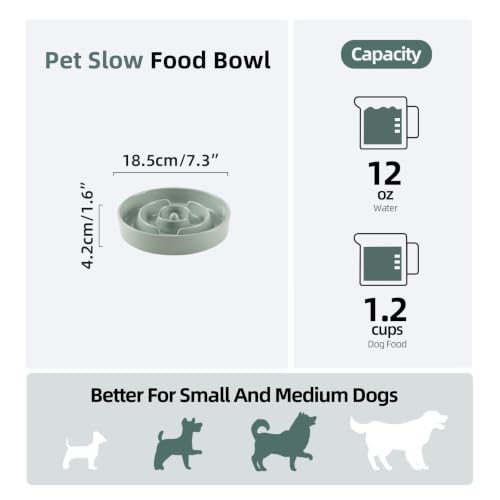 Havniva Ceramic Slow Feeder Dog Bowls, 7.3 in Slow Feeder for Small Breed - color: Light Green
