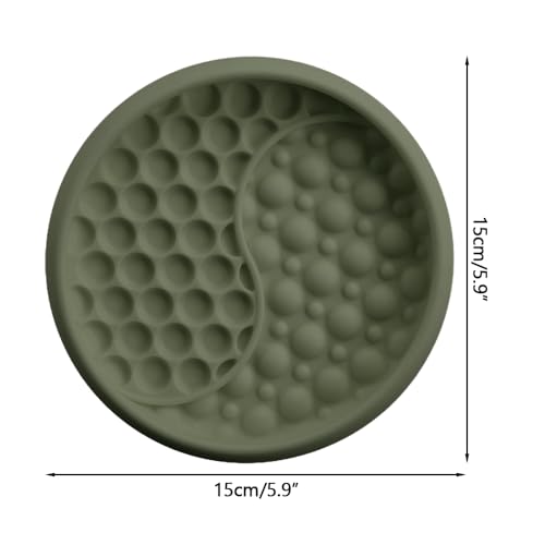 Dog Lick Bowl, Silicone Anti-Choking Cat Feeding Bowls Non-Slip Pet Slow Feeder Bowl with Suction Cups for Dogs Cats - color: Olive Green