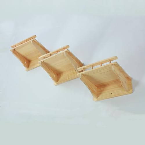 SHENGOCASE 47.2" x 11.8" Natural Wood Wall Mounted Cat Shelves - size: B