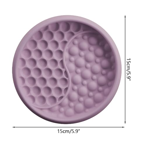 Dog Lick Bowl, Silicone Anti-Choking Cat Feeding Bowls Non-Slip Pet Slow Feeder Bowl with Suction Cups for Dogs Cats - color: Pink Purple