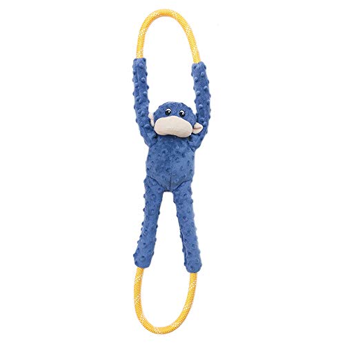 ZippyPaws RopeTugz Durable Dog Pull Rope Toy - Blue Monkey - color: Blue, size: 28 x 5 x 5 in