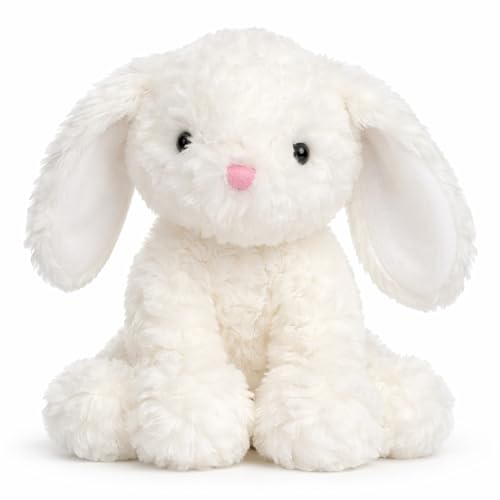 Hopearl Adorable Bunny Plush Toy Floppy Ultra Soft Rabbit Stuffed Animal Holiday Birthday Gift for for Boys Girls Kids Toddlers, White, 9'' - style: White Bunny