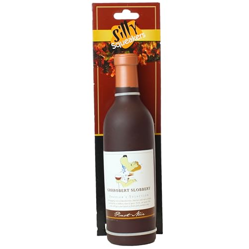 SILLY SQUEAKERS Tuffy 2 Pack Grrrobert Slobbery Wine Bottle Dog Toys: Squeaky Dog Toy, Washable and Floats, Vinyl Construction - color: 2PK Red Groobert Slobbery Wine Bottle