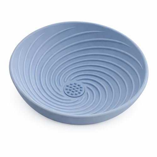 Dog Lick Bowl Slow Feeder for Dogs and Cats (Blue), Silicone Lick Mat Bowl for Slow Eating, Anxiety Relief, Interactive Pet Feeding Dish, Dishwasher Safe - color: blue