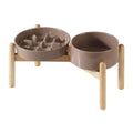 Havniva Elevated Slow Feeder Dog Bowls, 7.3 in Ceramic Slow Feeder Bowl Set - color: Brown Coffee