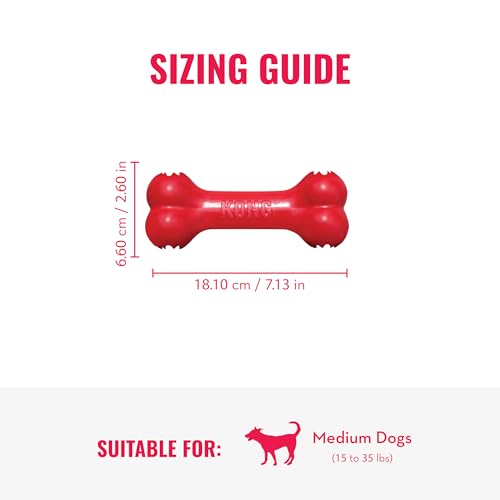 KONG Goodie Bone - Classic Durable Natural Rubber Dog Bone, Supports Mental Engagement - Treat Dispensing - Red - for Medium Dogs (Pack of 2) - size: Medium (Pack of 2)