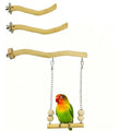 Bird Perch and Swing for Small Birds, Natural Wood Cage Accessories - size: Medium