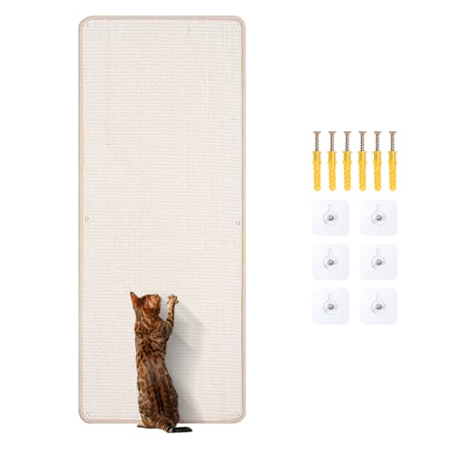 Uranshin Natural Sisal Cat Wall Climbing Carpet, Wall Scratcher Mat Pad - color: White, size: 39.3"Lx15.7"W, 1PC