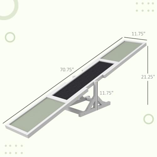 PawHut Wooden Dog Agility Seesaw for Exercise 71" L x 12" W x 12" H White - color: White, size: 70.75" x 11.75" x 11.75"
