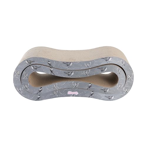 CSR1014E Suvi 26" Modern Cardboard Infinity 2-in-1 Lounge Bed Cat Scratcher with Catnip, Winter Sparrow - color: Gray