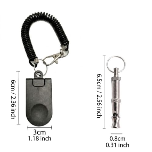 Dog Training Clicker and Whistle Set, 2-in-1 Positive Reinforcement Tool for Puppies, Dogs and Cats, Behavior Correction Device, Dog Training Tool Kit, Black