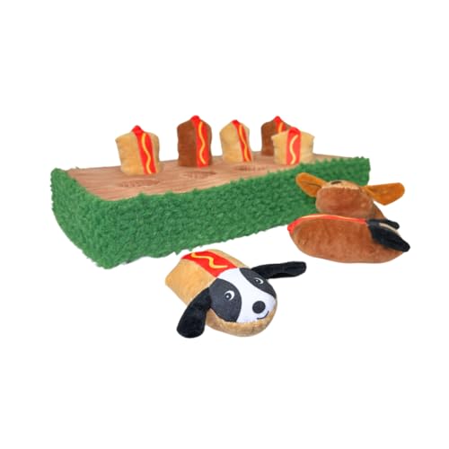 Patchwork Pet Glizzies by The Weens, Interactive Dog Puzzle Toy, 8 Plush Hot Dog Characters, Memory Foam Base, 17 x 8.5 x 3 inches