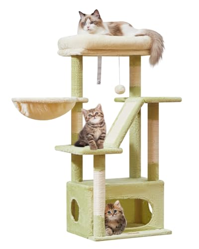 Taoqimiao Cat Tree, 38.5In Cat Tower for Indoor Cats, Suitable for Kittens - color: Green and Beige, size: 38.5 Inches