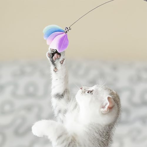 JXFUKAL Cat Feather Toy Refills, 6Pcs Simulation Bird Mouse Bee Worm Feather Cat Lures Wand Attachment Replacement for Kitty Kitten Indoor Cats Accessories - color: 6PCS REFILLS
