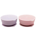 WeeSprout Suction Bowls for Baby & Toddlers (Set of 2) - 100% Silicone w/Plastic Lid - Leak Proof Feeding Supplies - Dishwasher & Microwave Safe Infant Dinnerware w/Extra Strong Base - color: Matte Pink/Purple