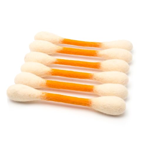 Glaciart One Swabs Cat Toys with Catnip - 6 Pk | Durable for Chew, Cute Cat Toys Interactive Kitty for Boredom, Exercise, & Play | Filled w/Organic Catnip for Anxiety & as Digestive Aid | Gift Idea - color: Orange Swabs, size: Regular