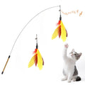 Pawaboo Cat Feather Wand Interactive Toy, 2 Feathers + 1 Wand with Bell - color: Yellow + Red Brown