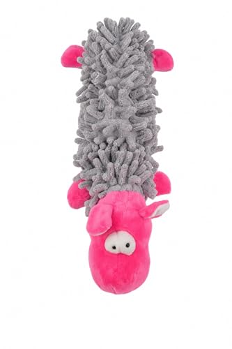 PawfectBabies HippoHugs Crinkle & Chew Toy for Dogs – Soft Plush Squeaky Dog Toy, Interactive Crinkle Toy for Small & Medium Dogs, Cute Pink & Grey Hippo Puppy Toy