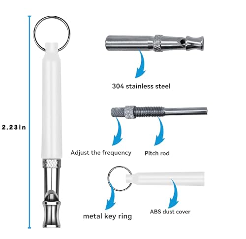Dog Whistle,Adjustable Ultrasonic Silent Dog Whistle,Dog Whistle to Stop Barking Neighbors Dog,with Lanyard Professional Recall Dog Training Whistles,Dog Whistle to Make Dogs Come to You（B&W） (2)