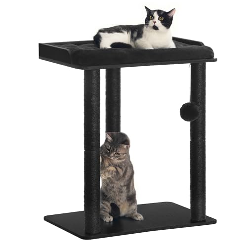 FourFurPets Modern Cat Tree for Large Cats, Full Sisal Cat Scratching Post - color: Black, size: 22"L x 15.7"W x 26.7"H