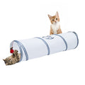 Sheldamy Cat Tunnel, 2-Way Cat Tunnels for Indoor Cats, Collapsible Cat Play Tunnel, Interactive Toy Maze Cat House with 1 Play Ball for Cats, Puppy, Kitty, Kitten, Rabbit (White & Grey) - color: 2 Way White & Grey