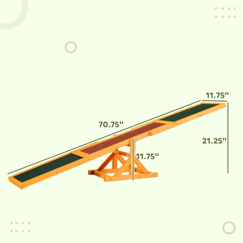 PawHut Wooden Dog Agility Seesaw for Exercise71 L x 12" W x 12" H Natural - color: Natural Wood, size: 70.75" x 11.75" x 11.75"