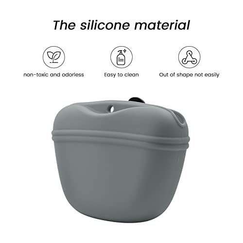 AUDWUD Silicone Dog Treat Pouch with Clicker Magnetic Closure Secure Clip - color: Light grey, size: 1 Pack