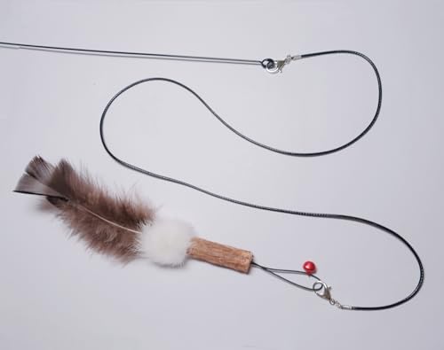 3 Pieces Replacement Strings for Cat Wand Toy - 2 Durable Paracord Strings and 1 Nylon Wire - Kitten Wand Toy Refill Wires with Lobster Clasps for All Lures, Cat Stick