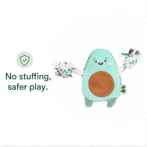Green Sheep Puppy Plush Dog Toy, No Stuffing Squeaky Toy with Recycled Cotton Rope for Teething, Comfort and Gentle Play, Small Dogs and Puppies, Chew Toy, Avacado - color: Avocado