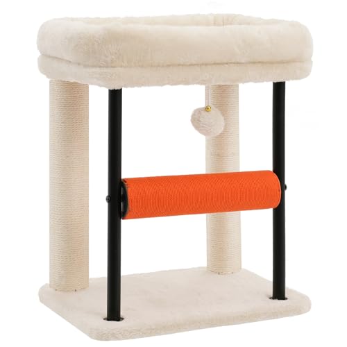 Hey-brother Cat Tree, Sturdy Tower with Sisal-Wrapped Columns, MPJ010SM - color: Beige, size: 18.9 inches