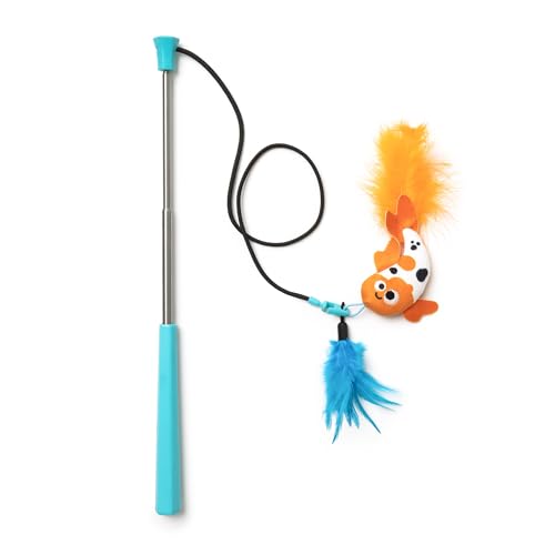 Mad Cat Playing Koi Retractable Feather Wand Cat Toy with Telescopic Handle - style: Playing Koi