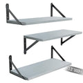 COCOYA Wall Shelves 7.3" Deep Solid Paulownia Wood (Grey, Set of 3) - color: Gray, Set of 3