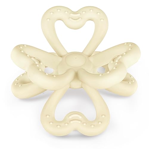 haakaa Silicone Clover Teether, Teethers for Babies 3 Months+, Oat - color: Oat