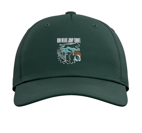 Run Weave Jump Tunnel Dog Agility Adjustable Baseball Hat - color: Dark Green