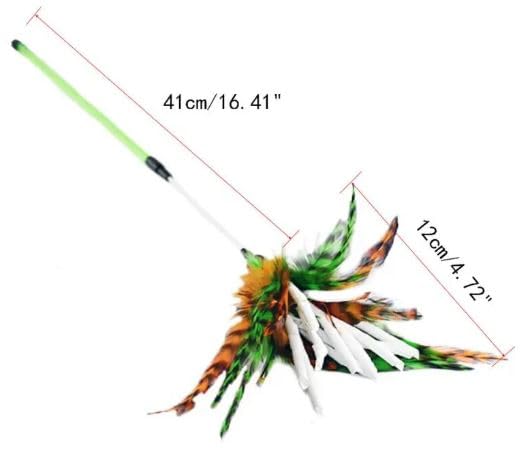 Kats'N Us 18 Inch Feather Wand with Mylar Crinkle Teaser Cat Toy (1, Blue) - color: Blue