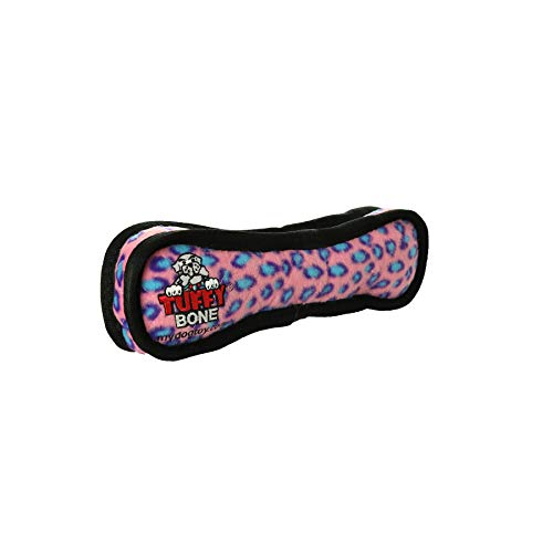 TUFFY® 2 Pack Ultimate Bone Ultra Durable Plush Dog Toy - color: 2PK Pink Leopard Bone