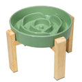 Elevated Slow Feeder Dog Bowl, 8.8" Ceramic Maze Dog Bowl with Stand - color: Green, size: 3.2 Cups