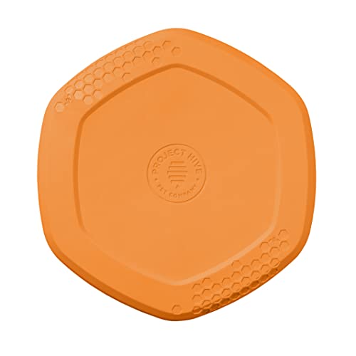 PROJECT HIVE ·PET COMPANY· Dog disc - Great for Fetch - Includes a Lick mat on Back - Floats in Water, Smooth Glide - Made in The USA (Sweet Mango) - color: Sweet Mango