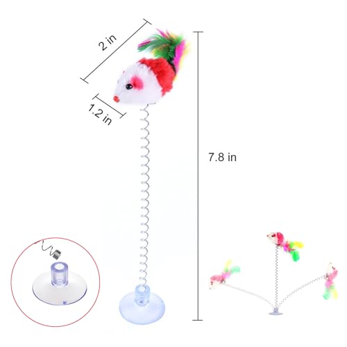 IUHKBH Cat Wand Toy, 6 PCS Metal Wire Spring Cat Toy with Mouse Self Play Interactive Teaser Wands for Indoor Having Fun Exerciser Playing
